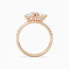 Radiant & Pear Accented Toi Et Moi in 14K Rose Gold side profile