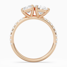Radiant & Pear Accented Toi Et Moi in 14K Rose Gold side profile