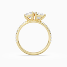 Radiant & Pear Accented Toi Et Moi in 14K Yellow Gold side profile