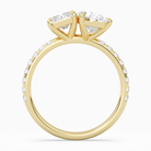 Radiant & Pear Accented Toi Et Moi in 14K Yellow Gold side profile