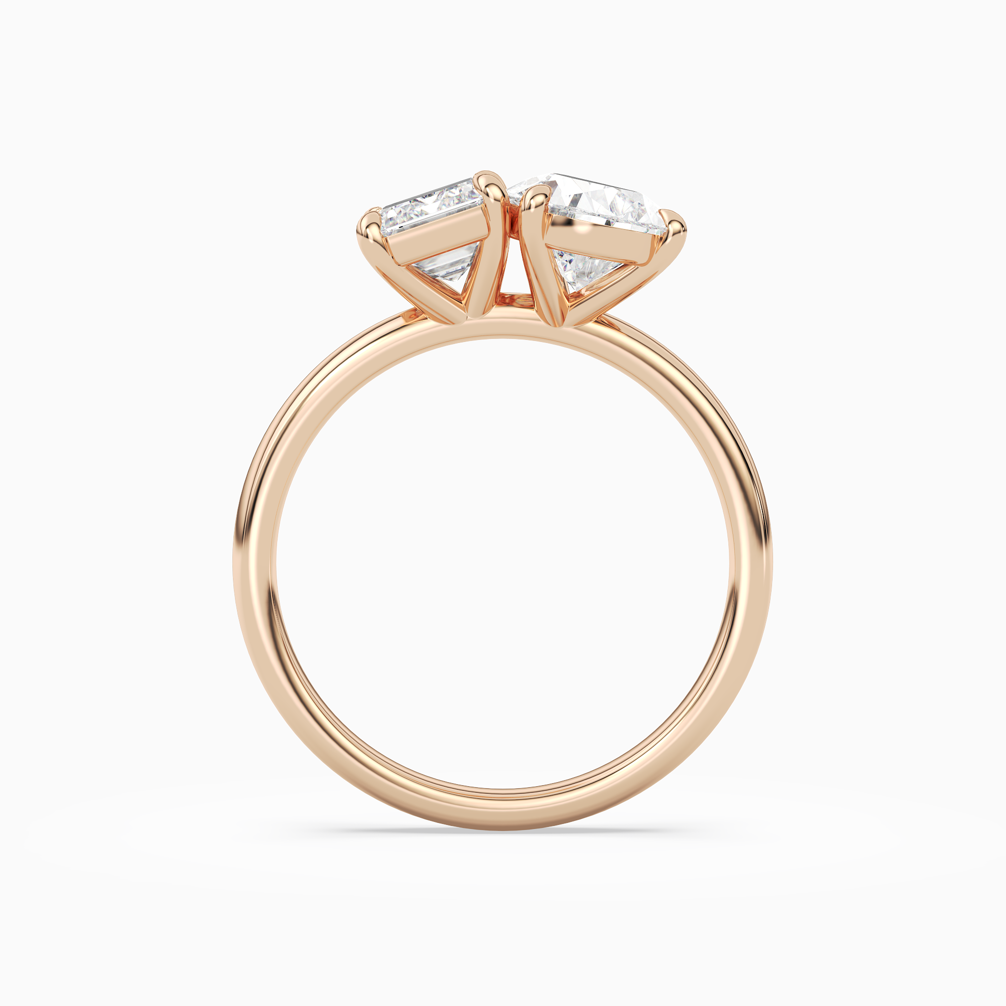 Emerald & Pear Clean Toi Et Moi in 14K Rose Gold side profile