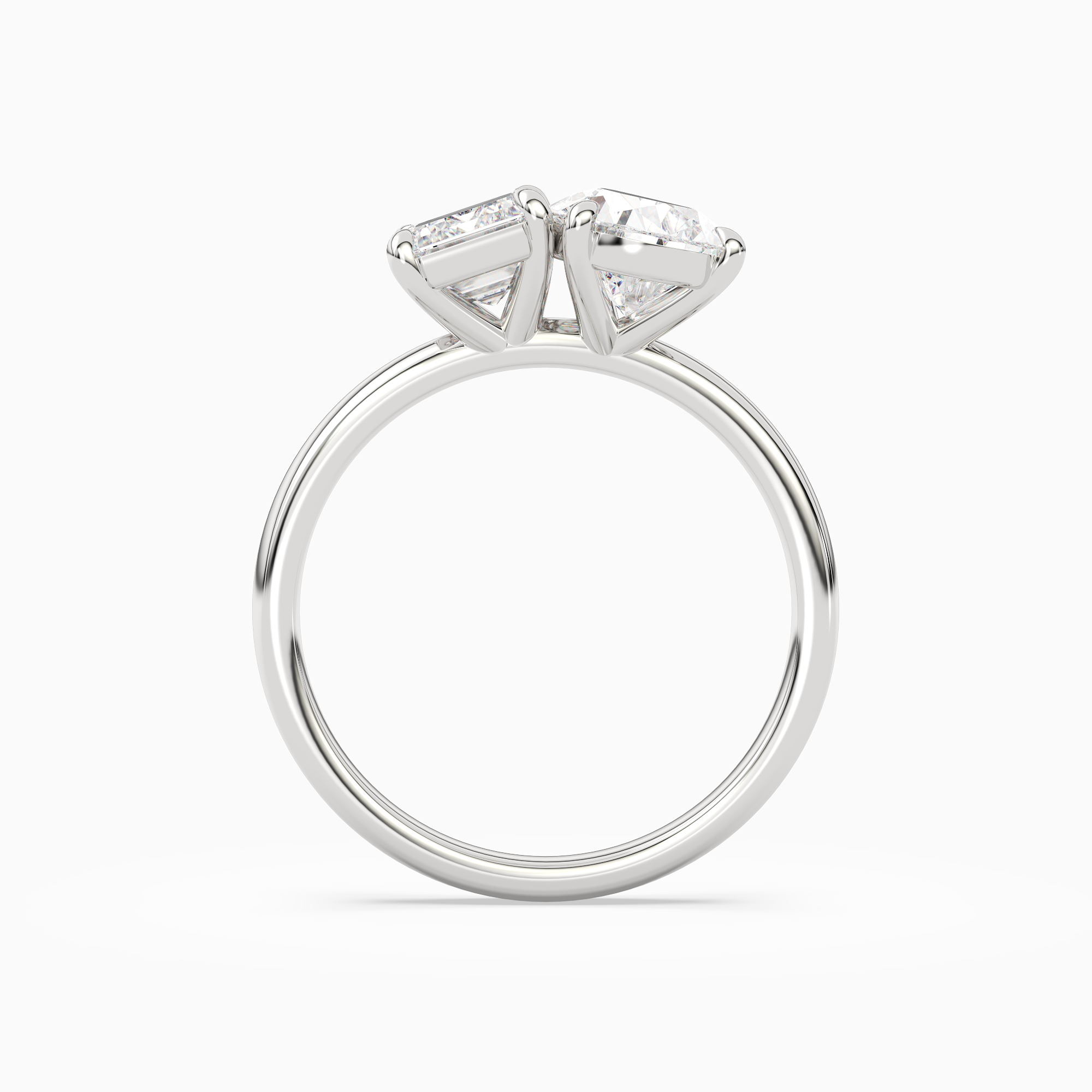 Emerald & Pear Clean Toi Et Moi in 14K White Gold side profile