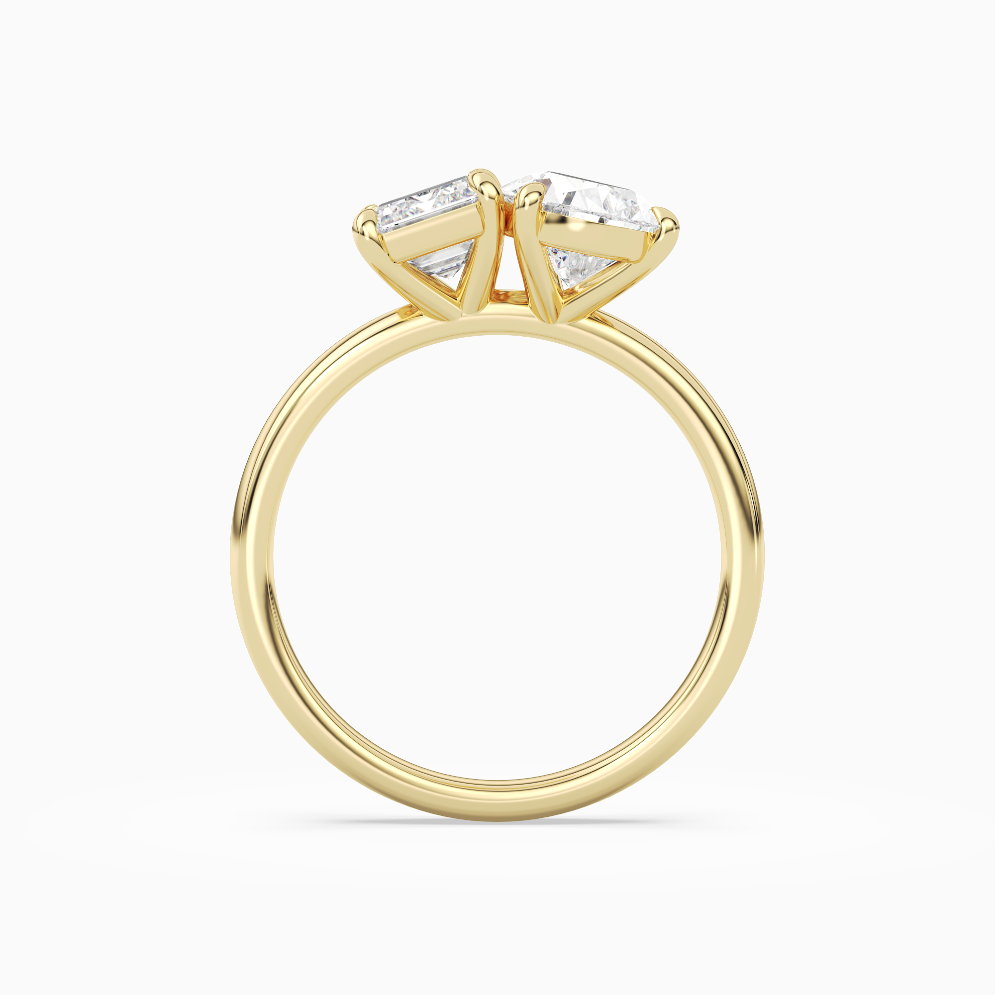 Emerald & Pear Clean Toi Et Moi in 14K Yellow Gold side profile