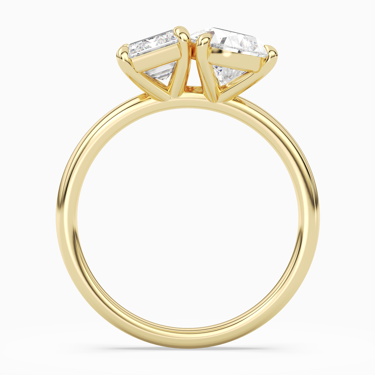 Emerald & Pear Clean Toi Et Moi in 14K Yellow Gold side profile