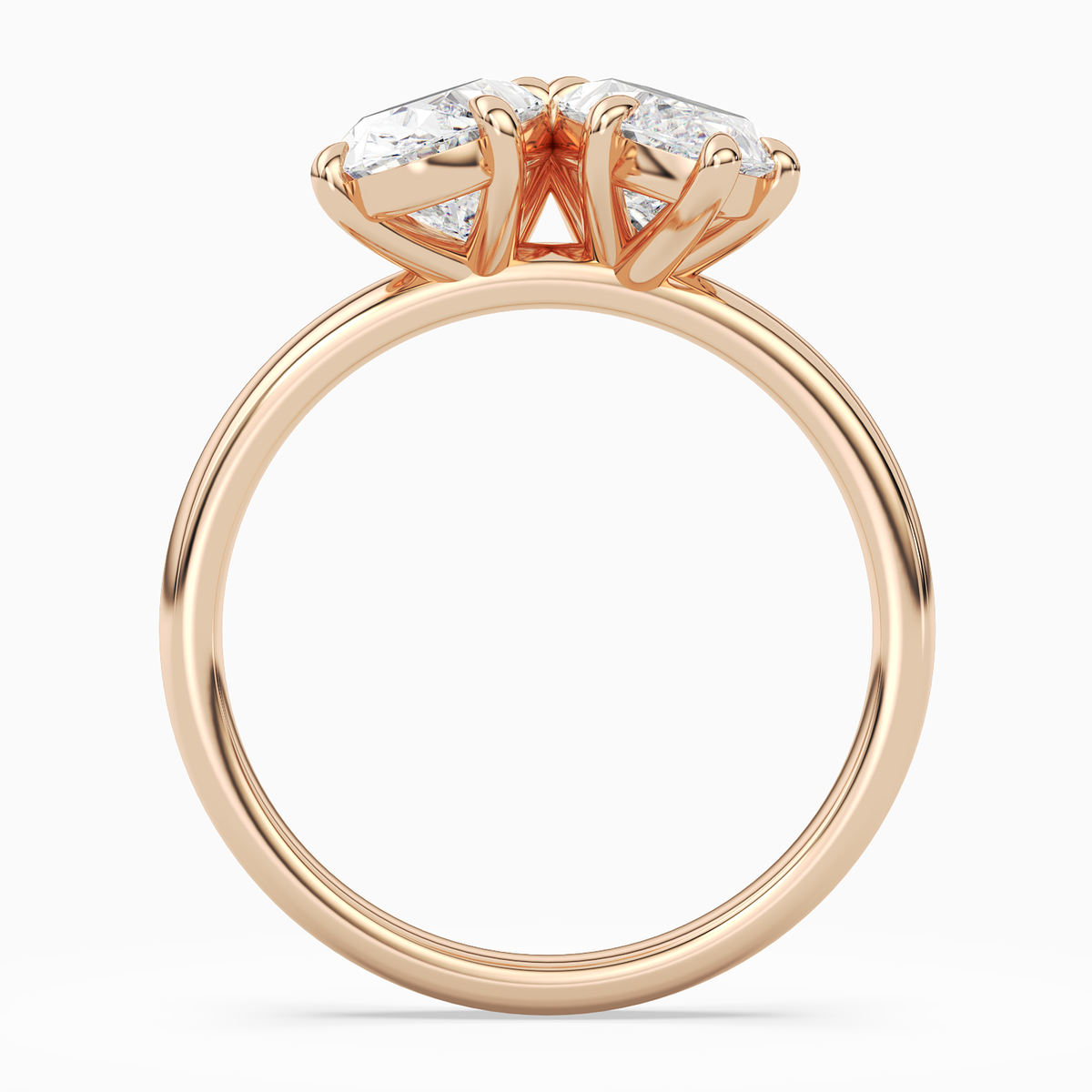 Oval & Marquise Clean Toi Et Moi in 14K Rose Gold side profile