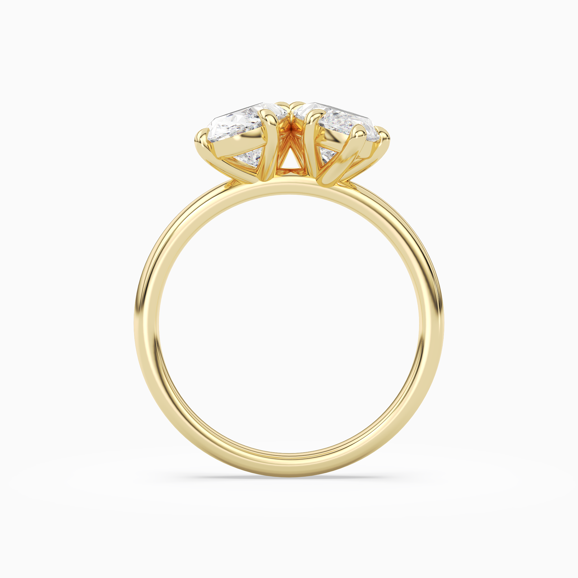 Oval & Marquise Clean Toi Et Moi in 14K Yellow Gold side profile