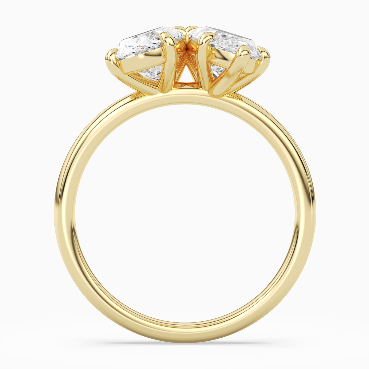 Oval & Marquise Clean Toi Et Moi in 14K Yellow Gold side profile