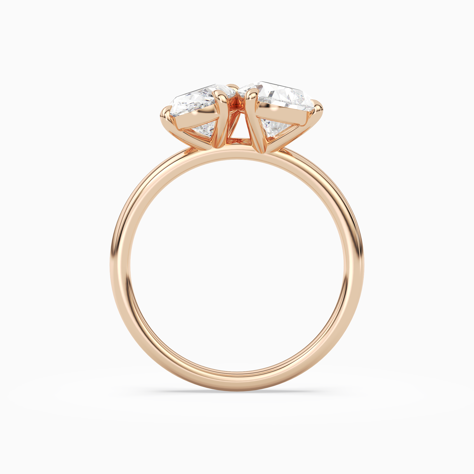 Oval & Pear Clean Toi Et Moi in 14K Rose Gold side profile
