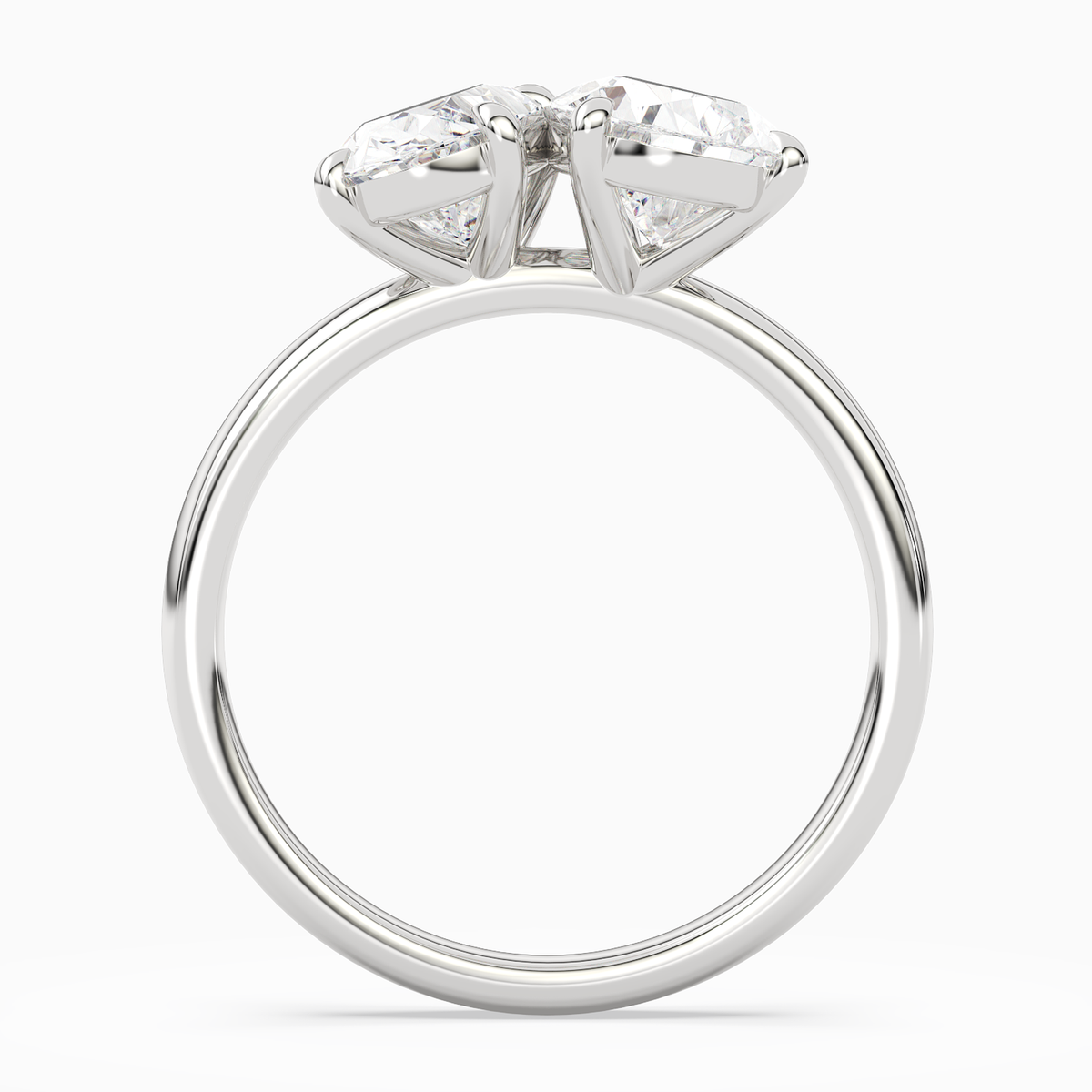 Oval & Pear Clean Toi Et Moi in 14K White Gold side profile