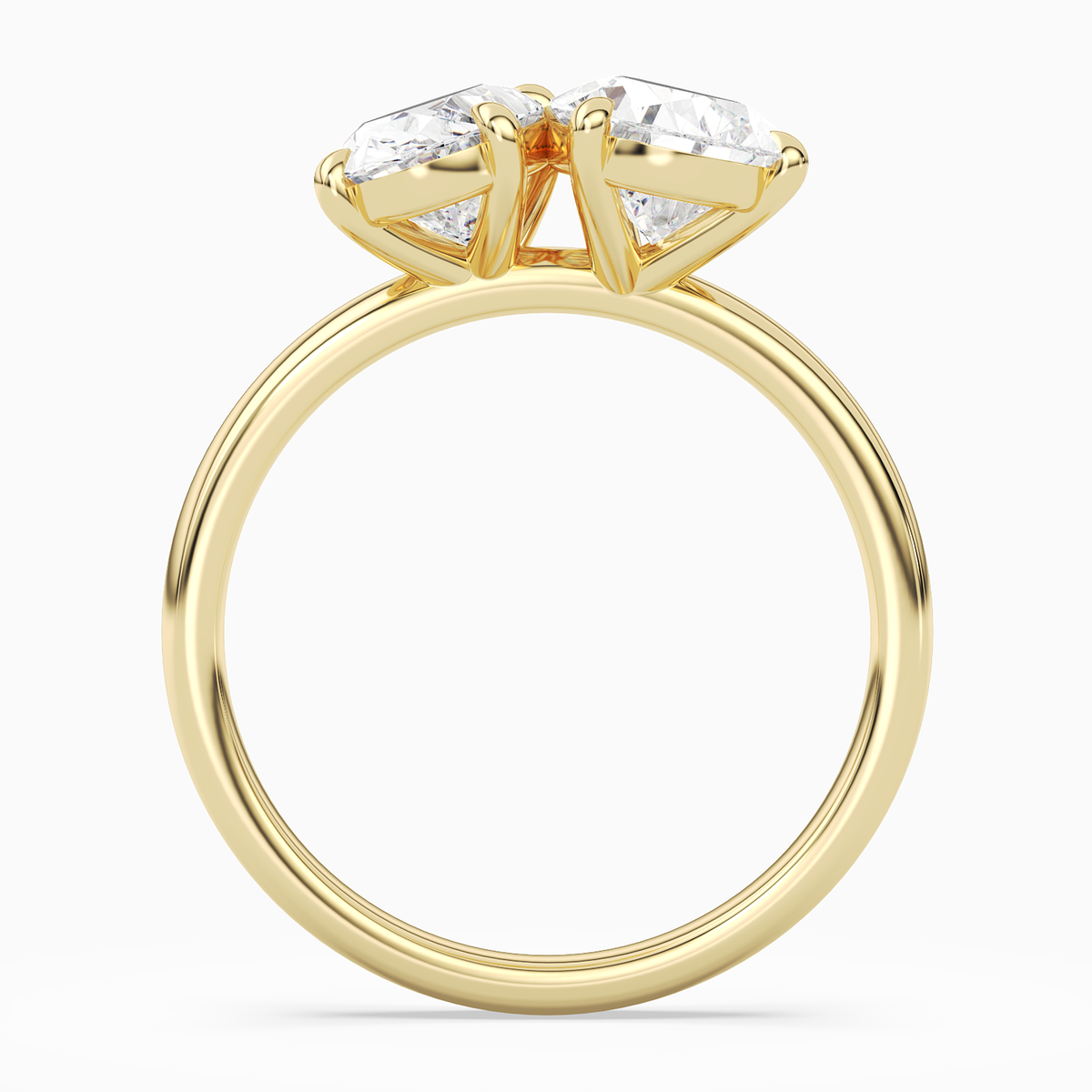 Oval & Pear Clean Toi Et Moi in 14K Yellow Gold side profile