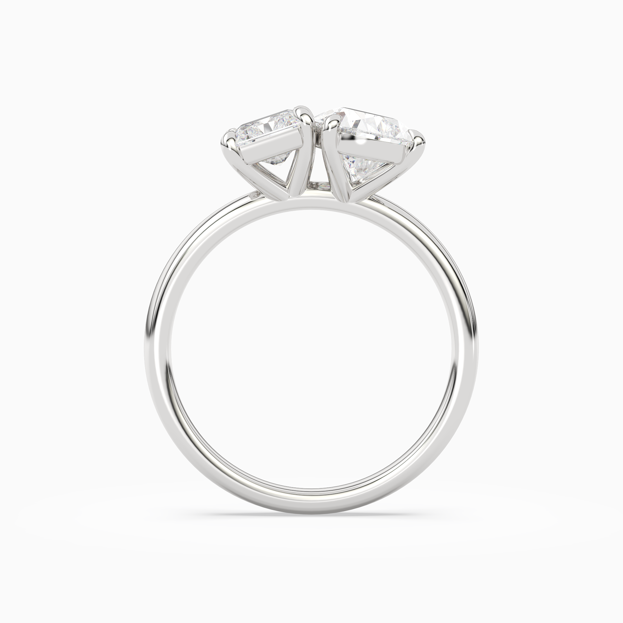 Radiant & Pear Clean Toi Et Moi in 18K White Gold side profile
