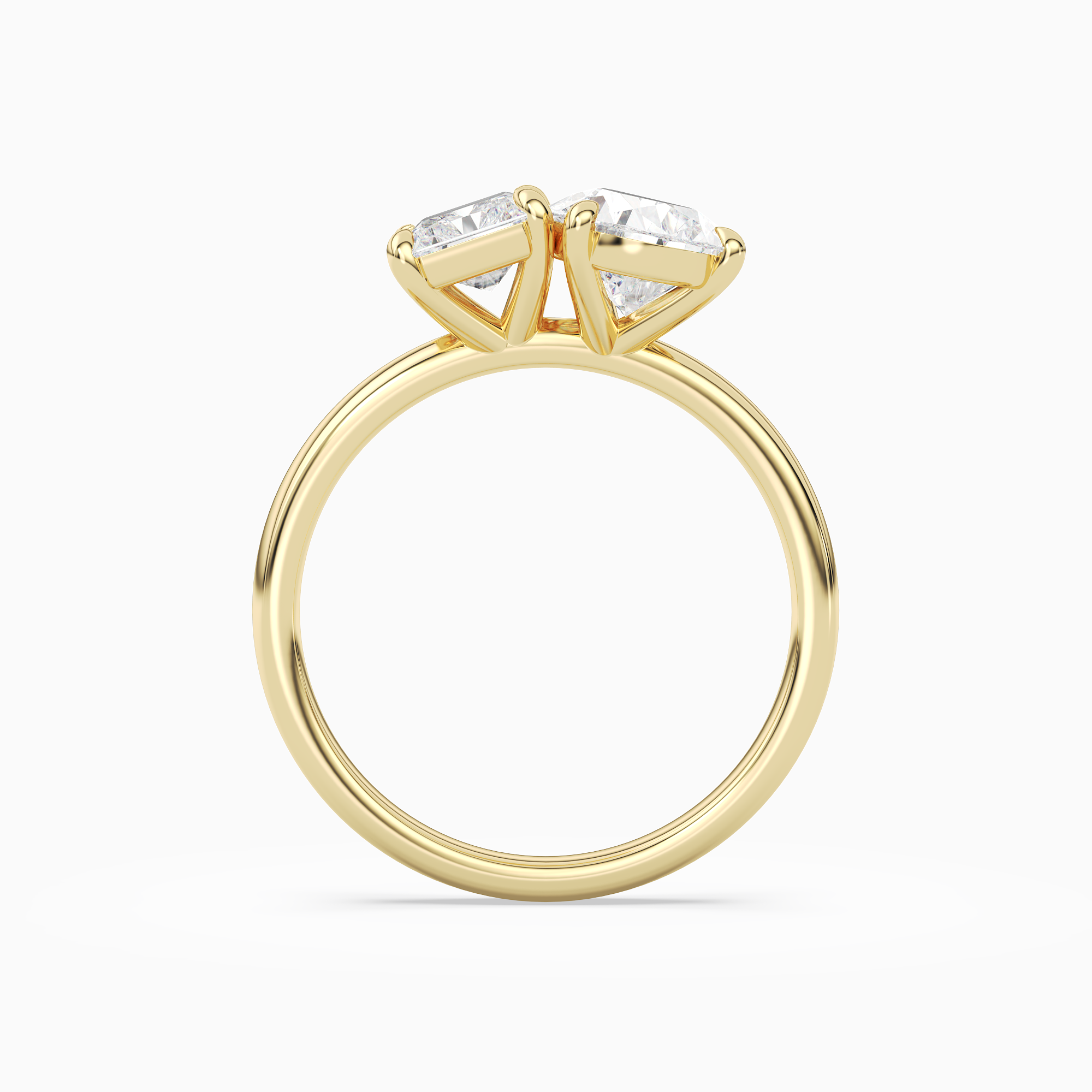 Radiant & Pear Clean Toi Et Moi in 18K Yellow Gold side profile
