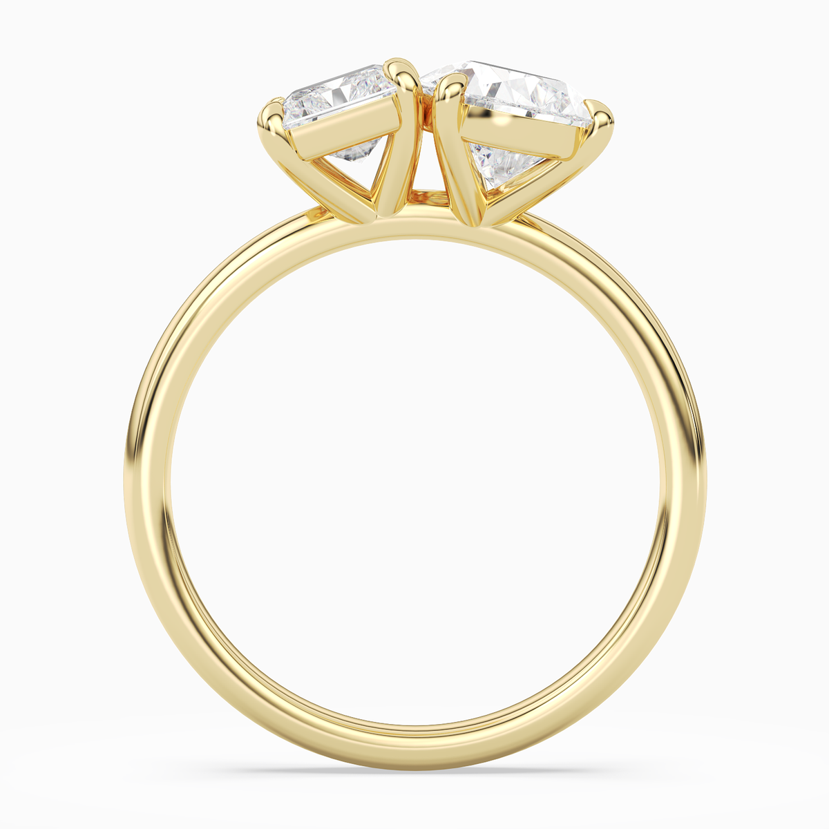 Radiant & Pear Clean Toi Et Moi in 18K Yellow Gold side profile