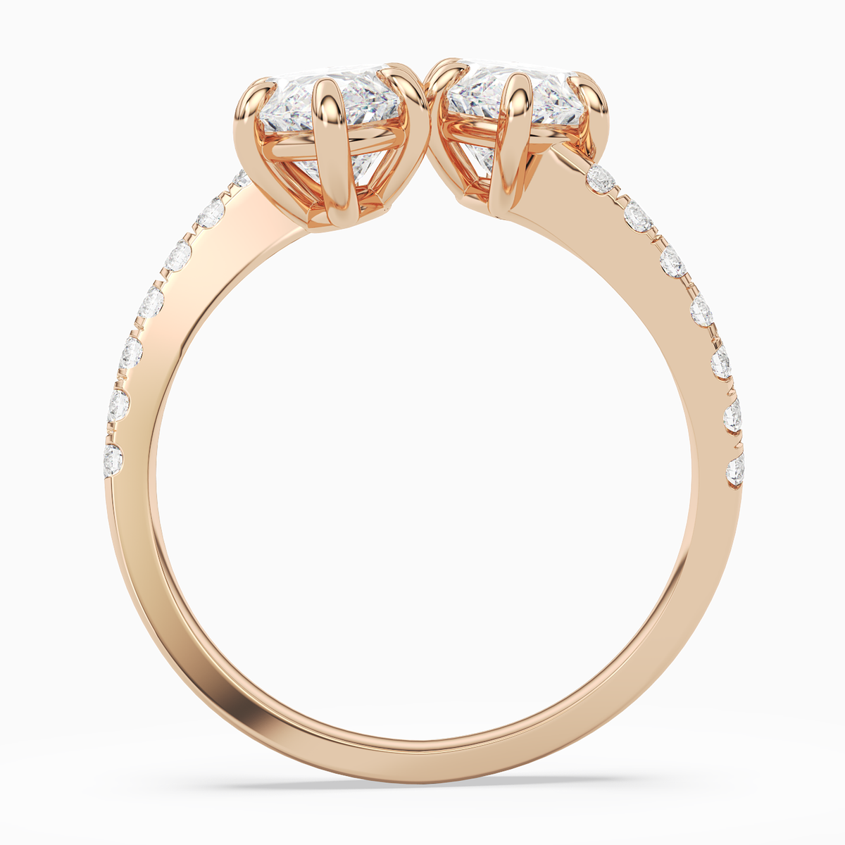Marquise & Marquise Parallel Pavé Toi Et Moi in 14K Rose Gold side profile