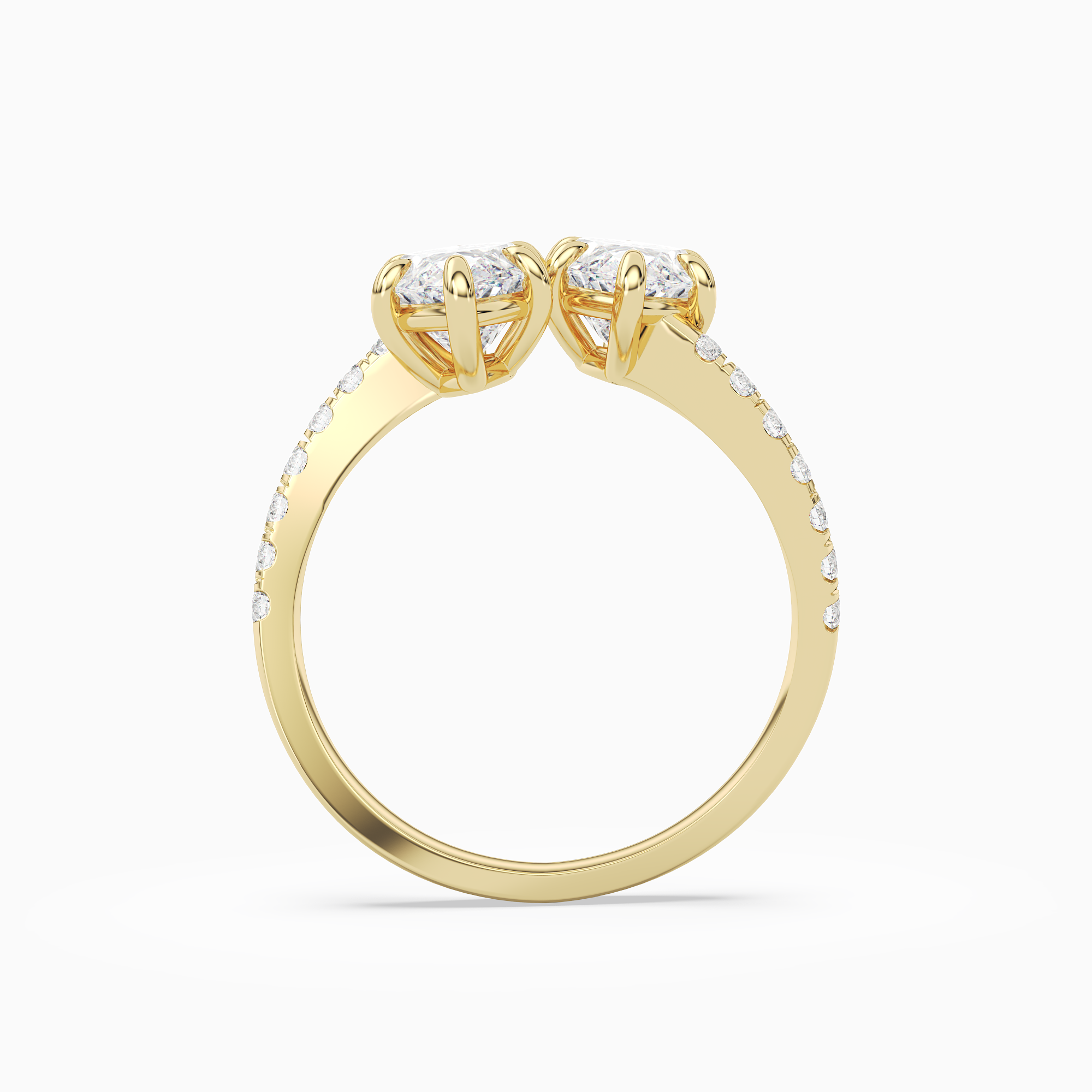 Marquise & Marquise Parallel Pavé Toi Et Moi in 18K Yellow Gold side profile
