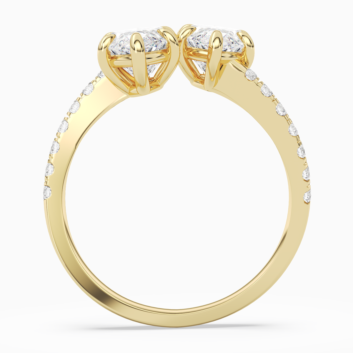 Marquise & Marquise Parallel Pavé Toi Et Moi in 18K Yellow Gold side profile