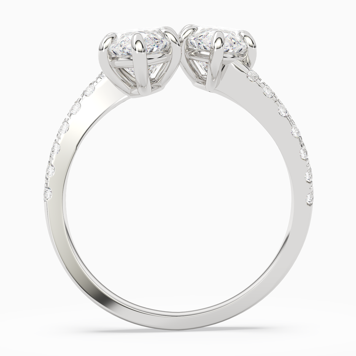 Marquise & Marquise Parallel Pavé Toi Et Moi in Platinum side profile