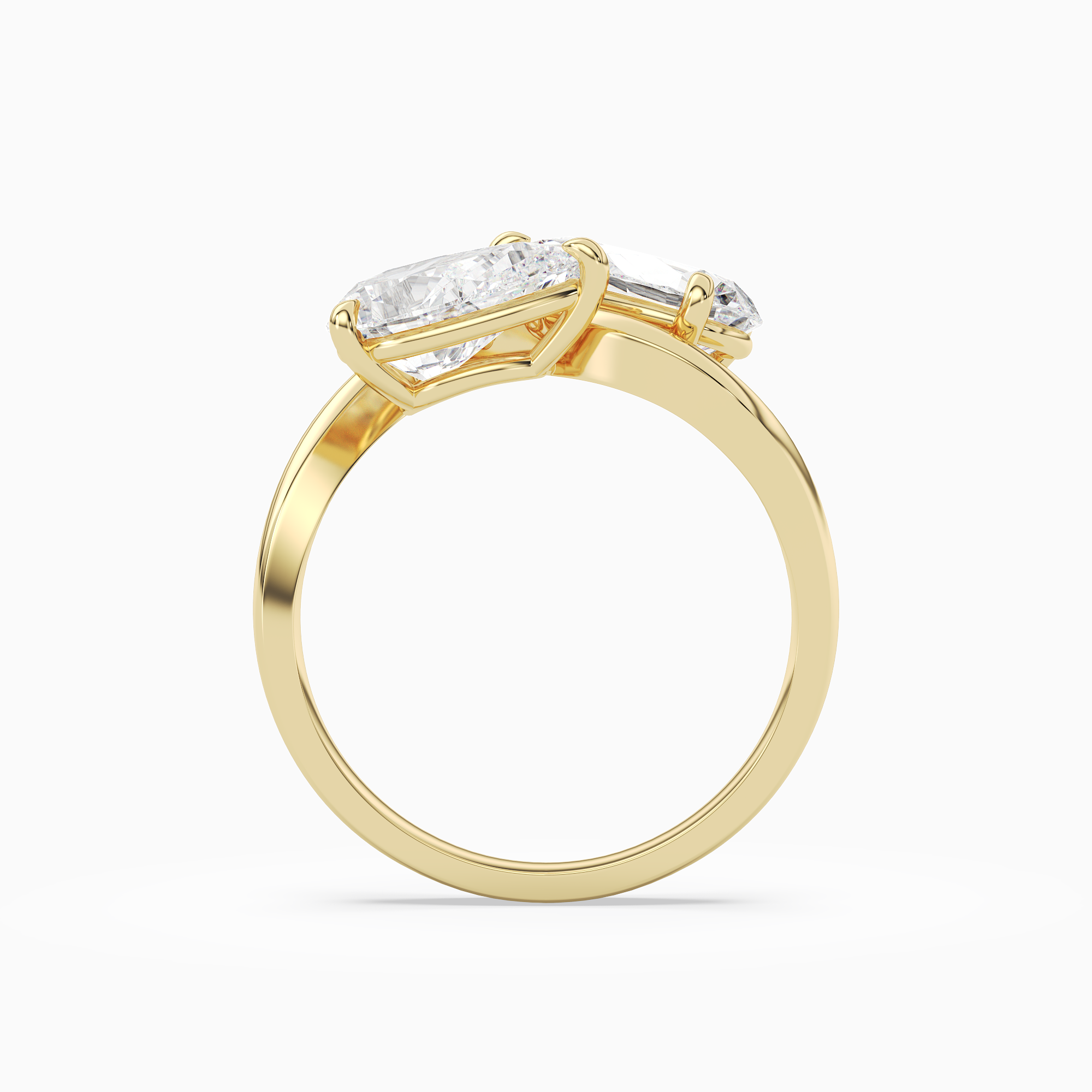 Pear & Pear Crossover Toi Et Moi Plain in 14K Yellow Gold side profile