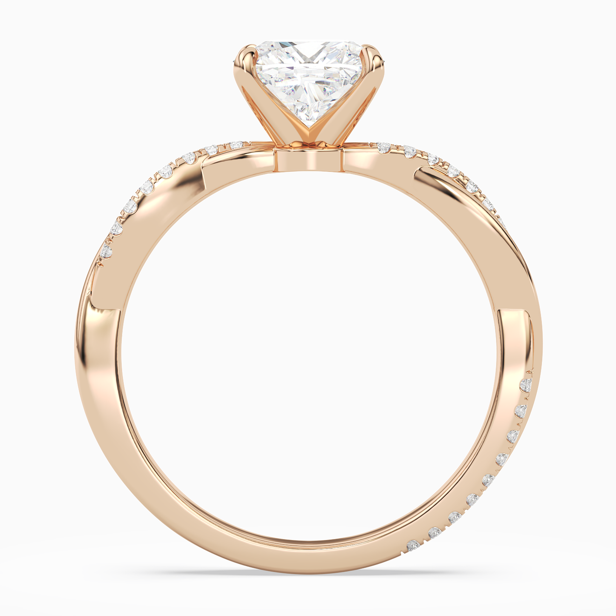 Cushion Twisted Vine Accented in 14K Rose Gold side profile