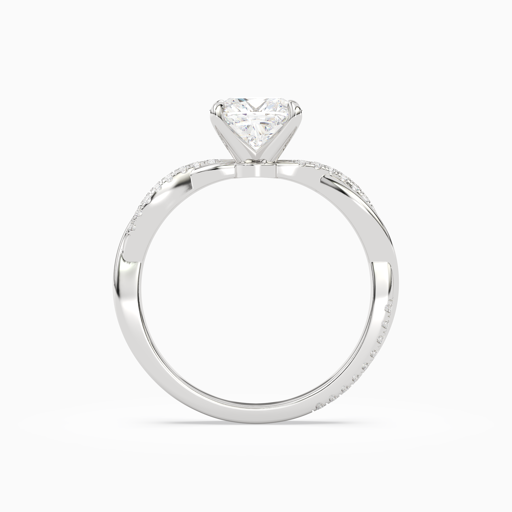 Cushion Twisted Vine Accented in 14K White Gold side profile
