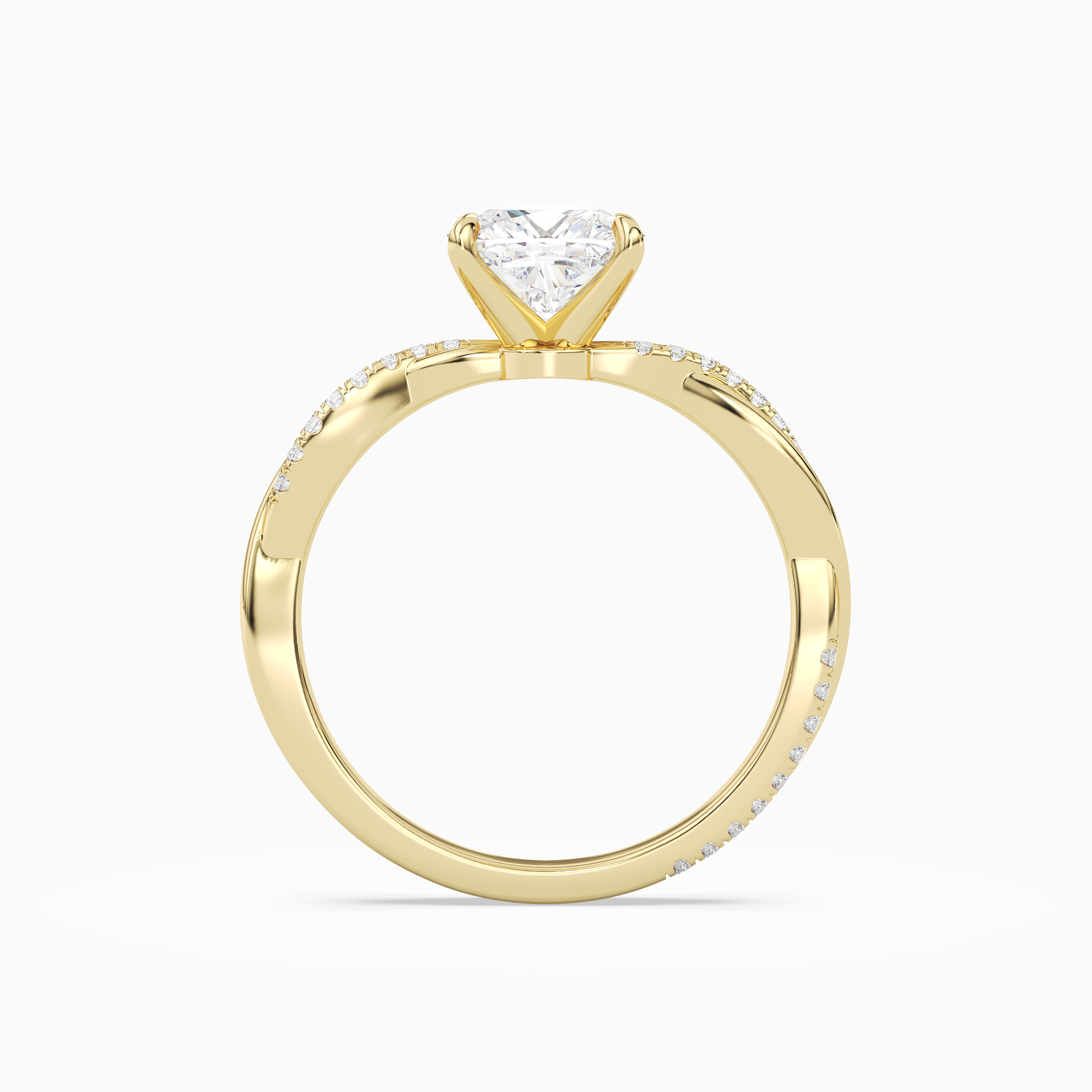 Cushion Twisted Vine Accented in 14K Yellow Gold side profile
