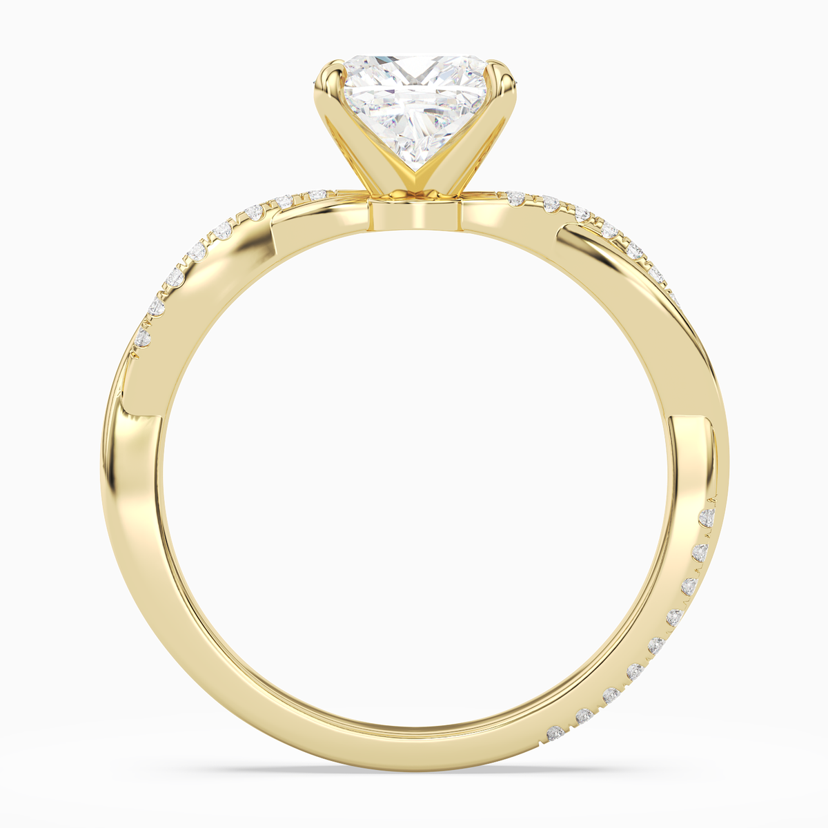 Cushion Twisted Vine Accented in 14K Yellow Gold side profile