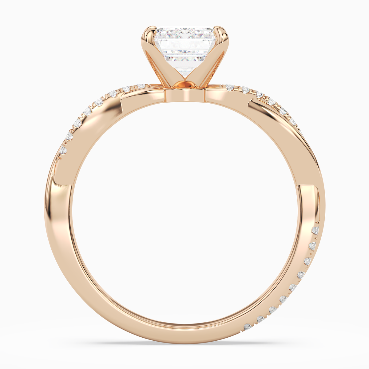 Emerald Twisted Vine Accented in 14K Rose Gold side profile