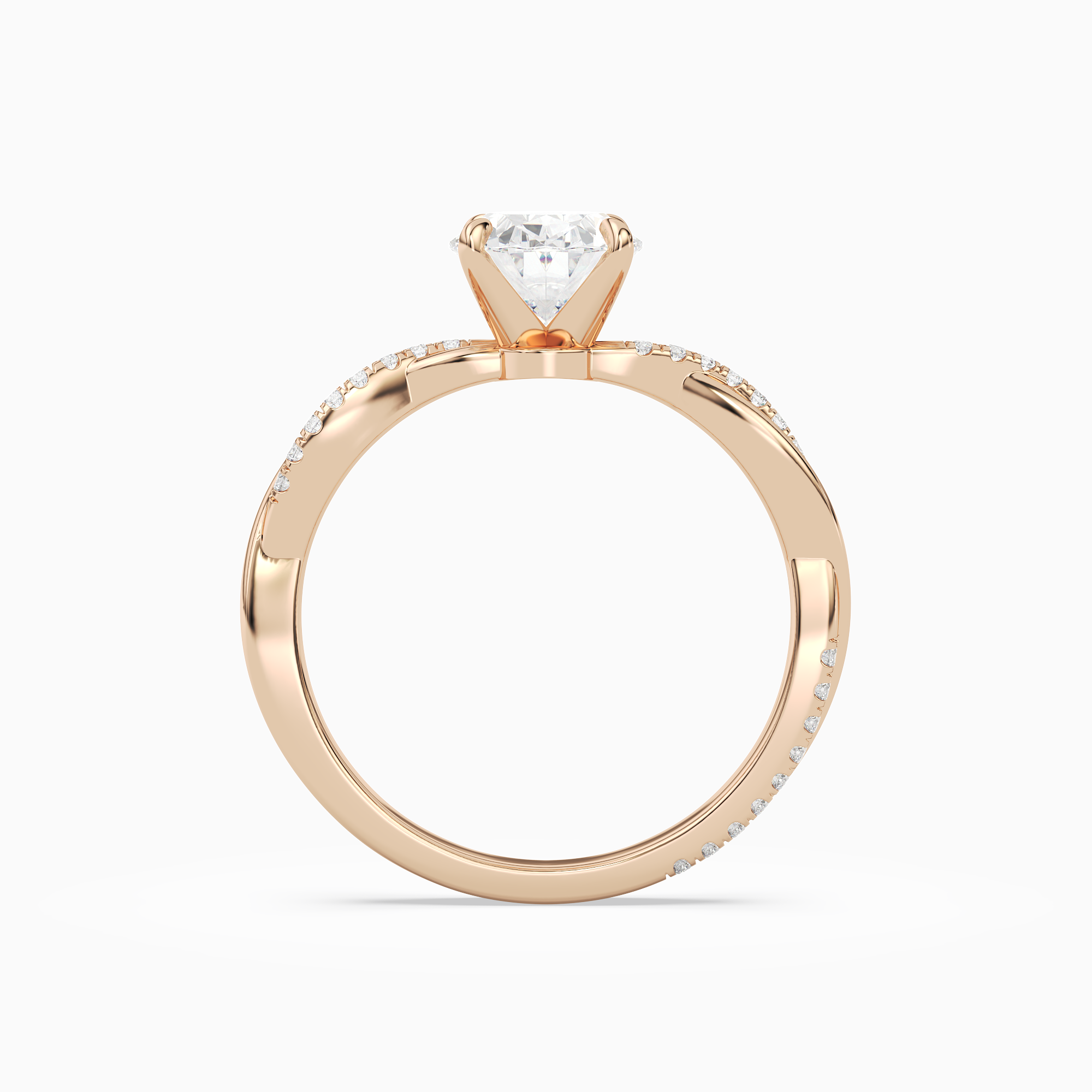 Oval Twisted Vine Accented in 14K Rose Gold side profile
