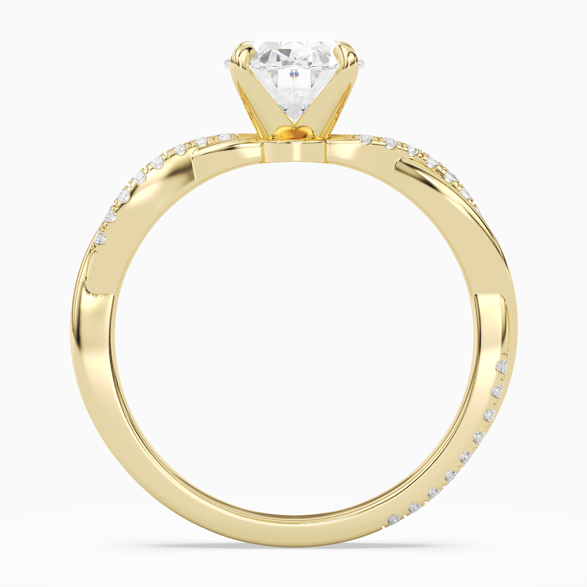 Oval Twisted Vine Accented in 18K Yellow Gold side profile