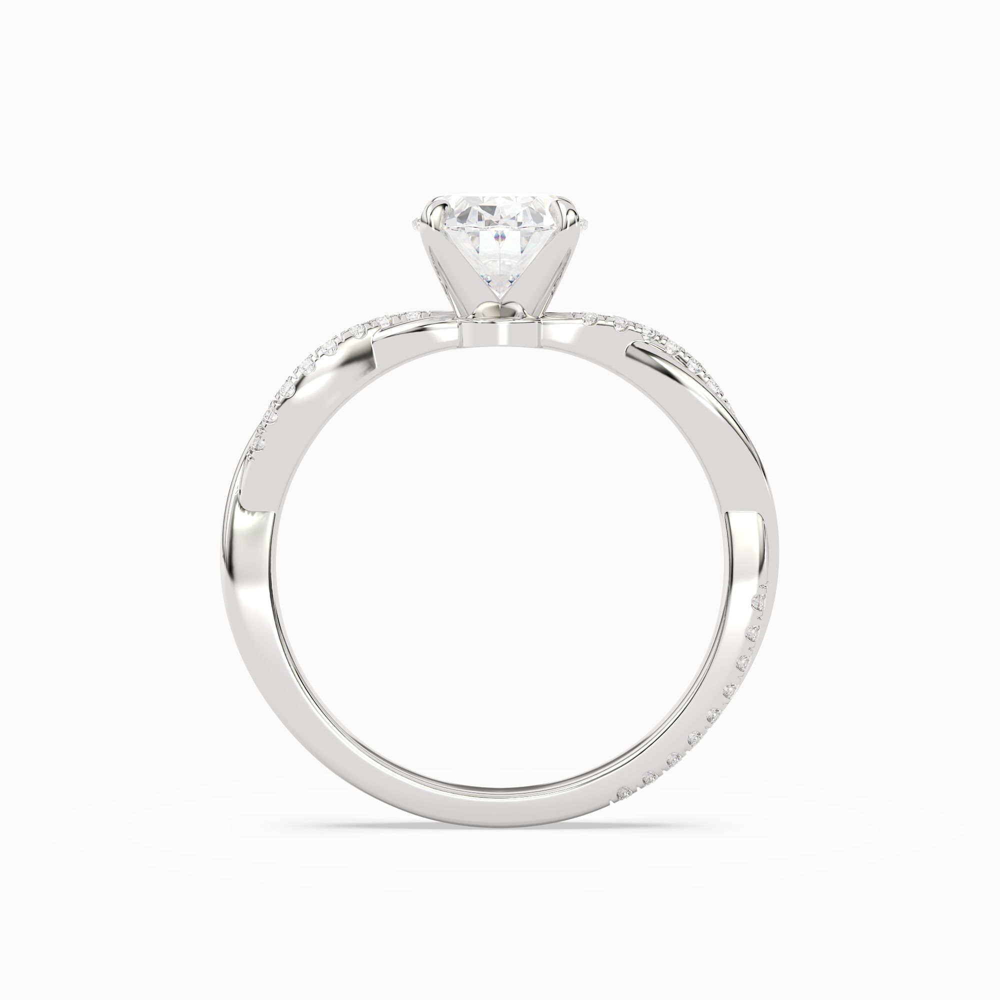 Oval Twisted Vine Accented in Platinum side profile