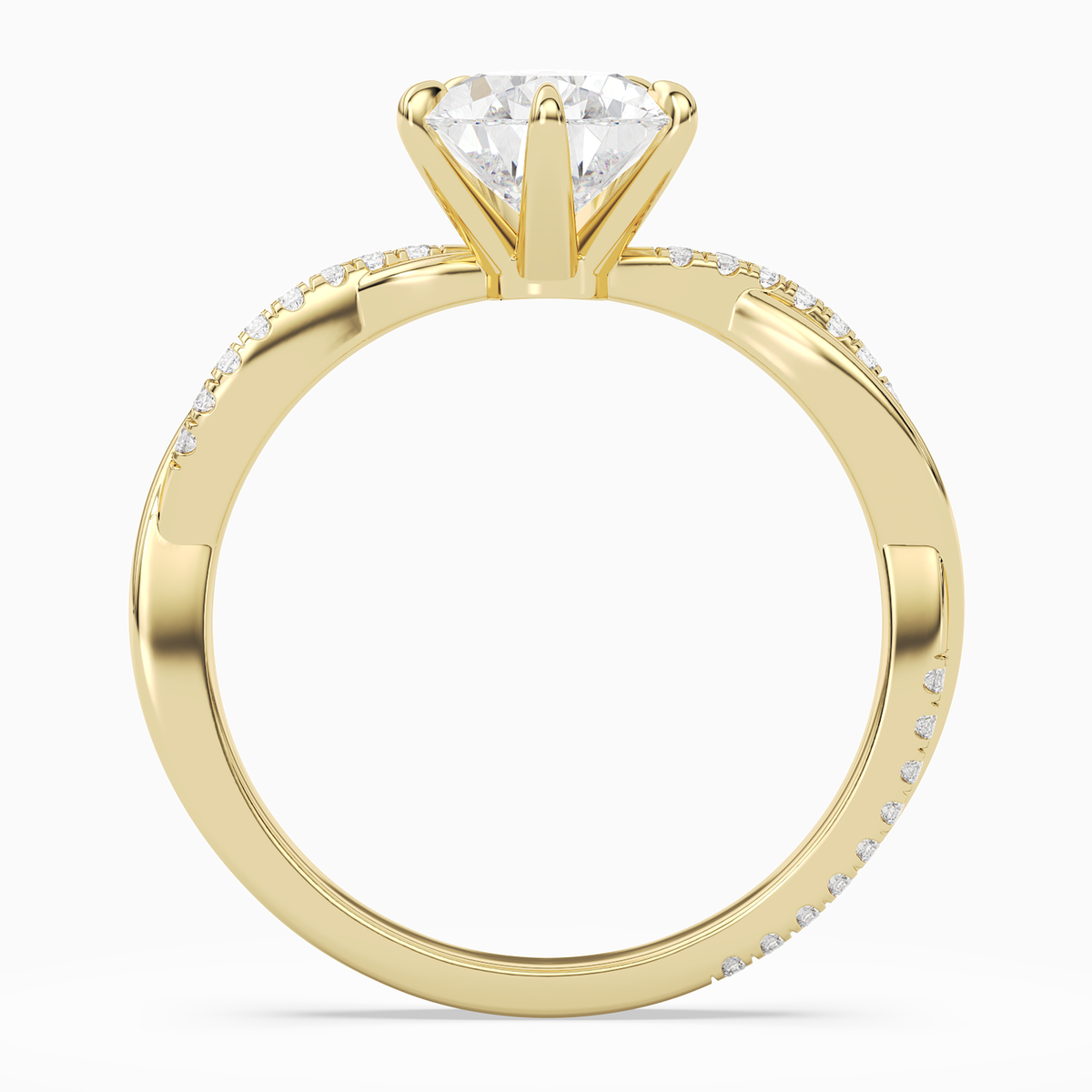 Pear Twisted Vine Accented in 14K Yellow Gold side profile