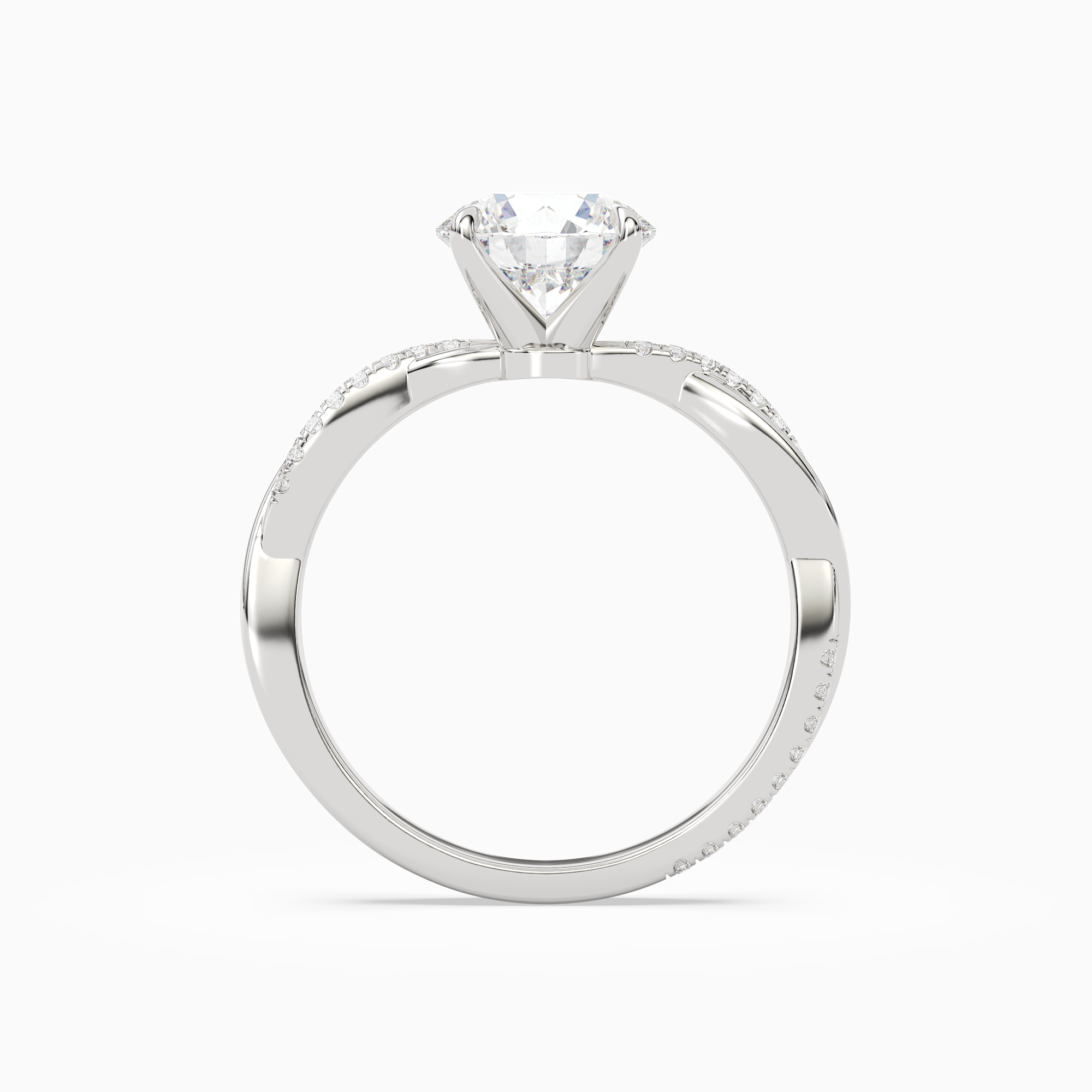 Round Twisted Vine Accented in 14K White Gold side profile