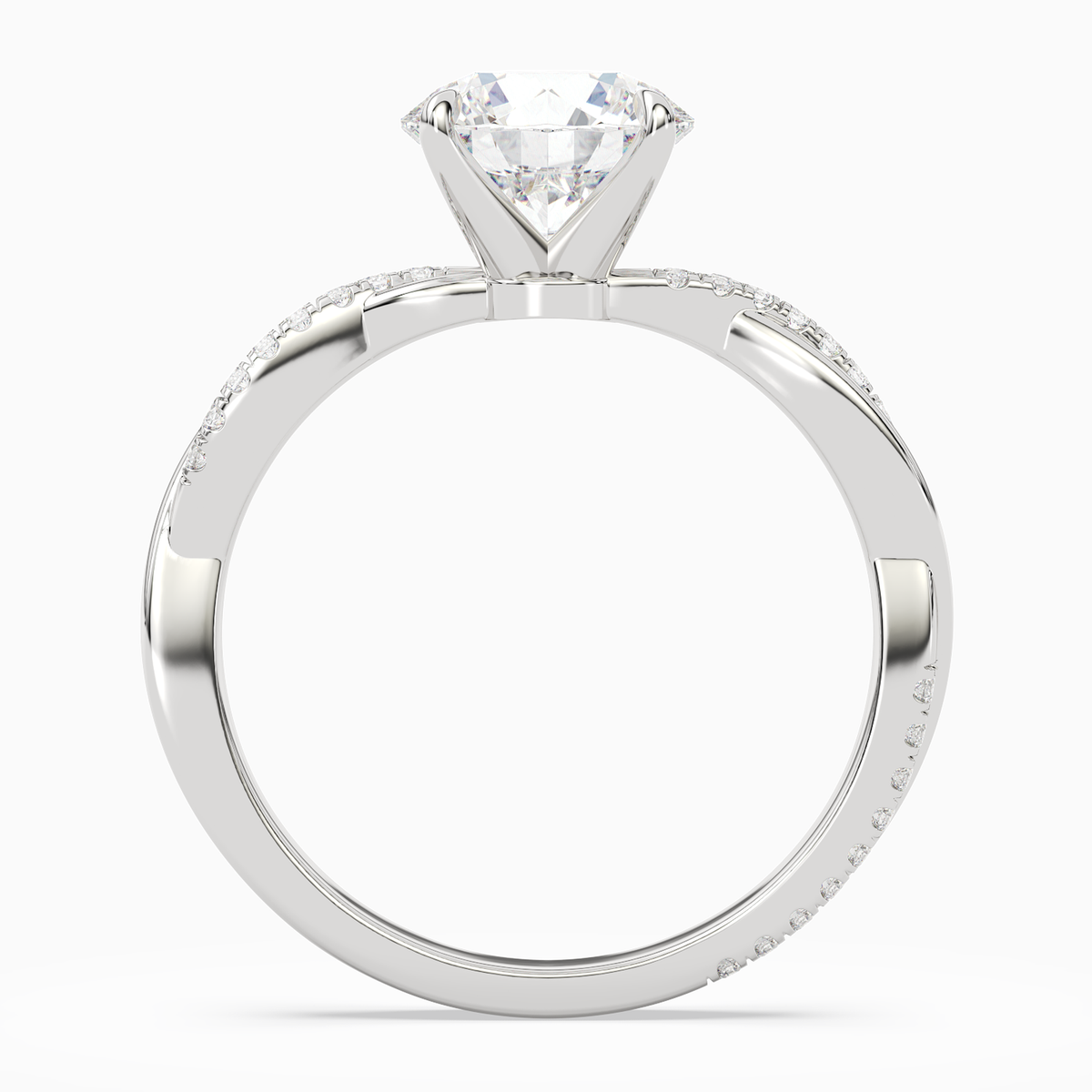 Round Twisted Vine Accented in 18K White Gold side profile