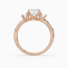 Cushion Twisted Vine Three Stone in 14K Rose Gold side profile