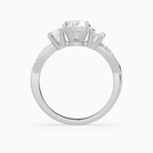 Oval Twisted Vine Three Stone in 14K White Gold side profile