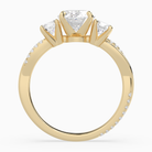 Oval Twisted Vine Three Stone in 14K Yellow Gold side profile