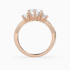 Pear Twisted Vine Three Stone in 14K Rose Gold side profile