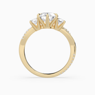 Pear Twisted Vine Three Stone in 18K Yellow Gold side profile