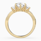 Pear Twisted Vine Three Stone in 18K Yellow Gold side profile