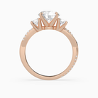 Round Twisted Vine Three Stone in 14K Rose Gold side profile