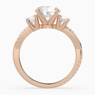 Round Twisted Vine Three Stone in 14K Rose Gold side profile