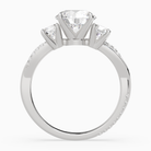 Round Twisted Vine Three Stone in 14K White Gold side profile