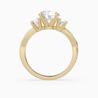 Round Twisted Vine Three Stone in 14K Yellow Gold side profile