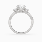 Round Twisted Vine Three Stone in 18K White Gold side profile