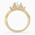 Round Twisted Vine Three Stone in 18K Yellow Gold side profile