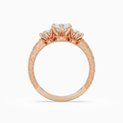 Marquise Engraved Vintage Three Stone in 14K Rose Gold side profile