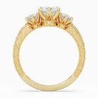 Marquise Engraved Vintage Three Stone in 14K Yellow Gold side profile
