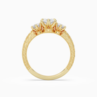 Marquise Engraved Vintage Three Stone in 18K Yellow Gold side profile