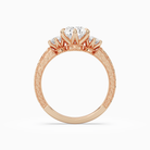 Pear Engraved Vintage Three Stone in 14K Rose Gold side profile