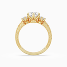 Pear Engraved Vintage Three Stone in 18K Yellow Gold side profile
